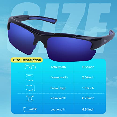 Duduma Polarized Sports Sunglasses For For Men Women Fishing Cycling Running Golf Driving Glasses Tr62 Superlight Frame (Black/Blue) #TOP2