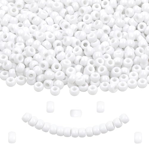 KAKW White Pony Beads for Bracelet 1000 Pcs Plastic Beads for Friendship Bracelets 6x9mm Large Hole Beads for Hair Braiding Small Beads Necklace Earrings Jewelry Making