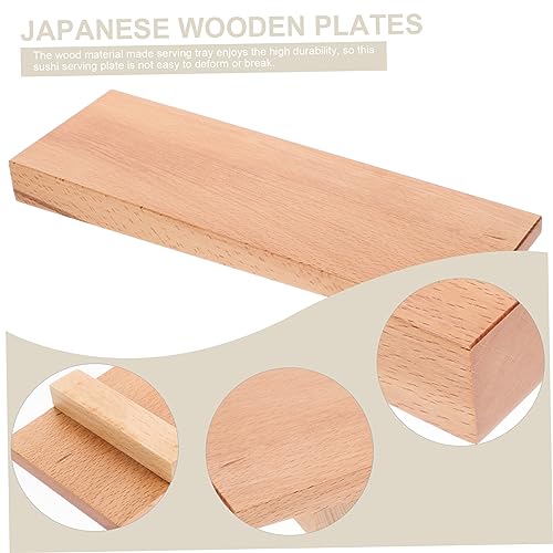 Plato de sushi de madera beige para servir sashimi miniatura 7