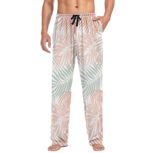 Men's Pajama Pants Watercolor Palm Leaf Sleep Pajama Lounge Pant with Pockets, Elastic Waistband3