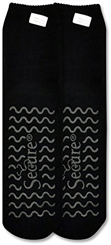 Ultra Soft Non-Slip Grip Slipper Socks - Fall Injury Prevention Hospital Sock All Around Tread Pattern (US, Alpha, One Size, Regular, Regular, Black)