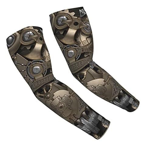 JEKYDOSD Steampunk Mechanical Gears Arm Sleeves For Men Women Sun Protection Arm Sleeves Cover Compression Cooling Sleeves Cover