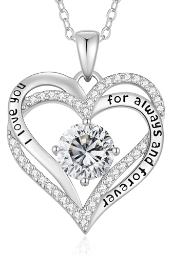 Image of CDE S925 Birthstone Heart Pendant Necklaces Jewelry Gifts for Wife