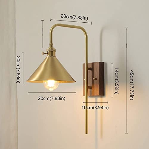 Aplique de pared retro E27 en madera y latón cepillado para pasillo y comedor 8