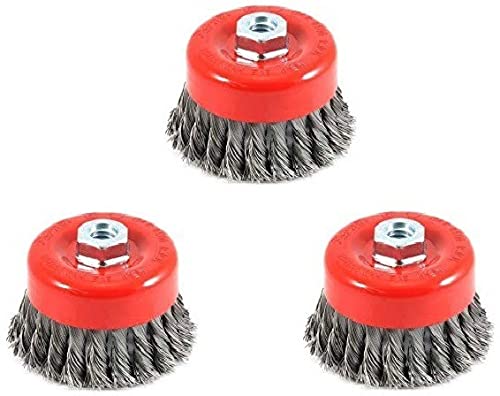 Dumdaar 3pc 3 inch Twisted Wire Wheel Knotted Cup Brush for Angle Grinder to Remove Rust, Paint Wheel Brush-image-21
