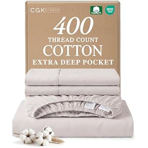 Extra Deep Pockets 400 Thread Count 100% Cotton 4 Piece California King Size Bedding Sheet Set - Breathable & Cooling - Hotel Luxury Bed Set - Soft, Wrinkle Free & Comfy Light Grey Bedding S