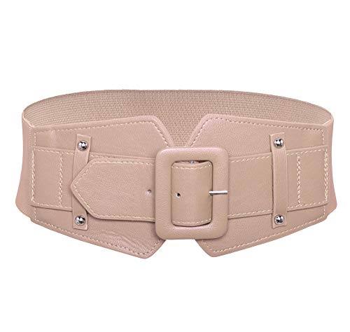TeeYee Women Leather Dress Belt Stretchy Cinch Wide Waist Band Elastic Belt with Buckle for Ladies Jeans Pants Decoration2