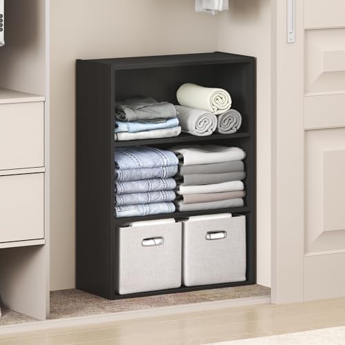 Image of Furinno Reed Closet Organizers and Storage, 3-Tier Closet Organizer, Open Shelf Closet Storage, for Wardrobe, Bedroom, Living Room, Americano