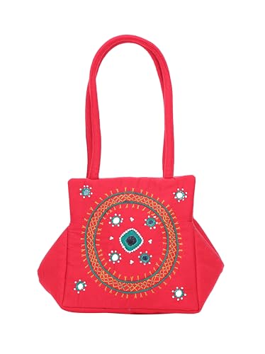 Image of srishopify handicrafts Eco Friendly Top Handle MINI Bags For Women Fabric Traditional Design Small Hand Bag Ladies Woman Birthday Gift Item Mothers Day Sister Wife Female 8 Inch Multicolor