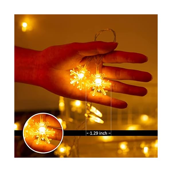 MOOB Weihnachten Schneeflocke Lichterkette , LED Batteriebetriebene Lichterketten,Weihnachtslichter,6M 40 LED mit… – Bild 7
