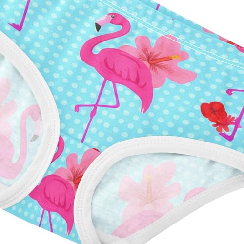 Animal Toddler Underwear Custom 2t Cotton Little Girl Panties Pink Flamingos Tropical Blue Undies Kids Briefs4