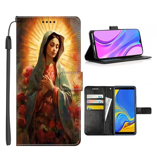 KOLHUBI Wallet Case Suitable Compatible with iPhone 16 15 14 12 13 11 7 8 6s 6 Pro Max Plus mini XR X XS Max SE Virgin Mary Lady-Art cc3 with Card&Cash Holder