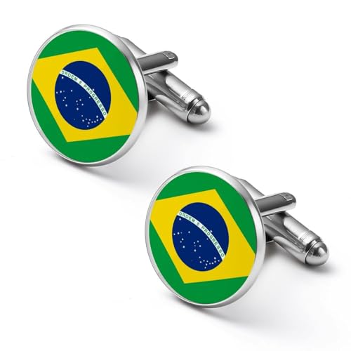 Mancuernillas clásicas para hombre con bandera de Brasil miniatura 1