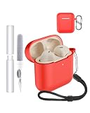 Custodia per auricolari Marshall Minor IV, resistente agli urti, impermeabile, morbida e sottile copertura in silicone con cordino, portachiavi e kit di pulizia, colore rosso