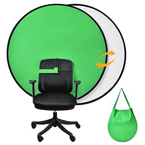 UTEBIT 2021 Reversible White and Green Screen Chair Collapsible Webcam Background, 4.6ft Portable Screen Backdrop for Photography, Gaming and Live Streaming, Video, Zoom