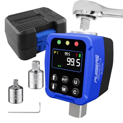 PUIBERS Digital Torque Wrench Adapter 1/2" Drive 5-99.5 Ft.lb/6.75-135NM, Electronic Torque Adapter with 1/4” & 3/8” Converters LCD Display ±1% Accuracy for Bike Car & Motorcycle Maintenance DIY