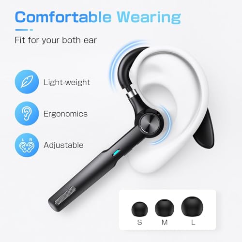Image of EKVANBEL 5.3 Bluetooth Headphones Wireless with Mic, In Ear for Teams Meeting, Driving Headphones with 800mAh Charging Case, 120 Hours Standby Time Earpiece, Fit for Call in Working