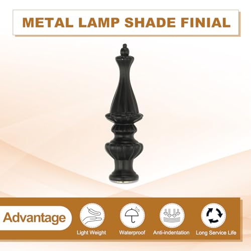 Image of PATIKIL 2pcs 1 /4-27 Lamp Finial Cap Knob, Brushed Lamp Shade Top Harp Top, Black