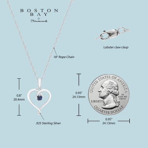 Boston Bay Diamonds 925 Sterling Silver Birthstone Gemstone Heart Pendant with 18" Rope Chain4