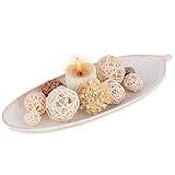 Hanobe Leaf Wooden Decorative Tray: Leaf Shaped Wood Key Tray Decor Plate Bowl for Crystal Candle