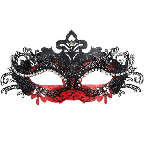 Masque Vénitien Noir & Rouge | Masque Carnaval Venise Traditionnel | Déguisement Bal Masqué Élégant | Taille Unique Adulte | Carnaval, Mardi Gras,...
