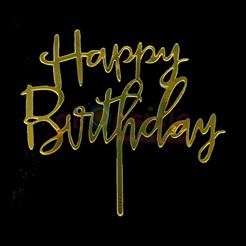 Festiko Happy Birthday Golden & White Cake Topper for Birthday Decoration/Cake Decoration/Premium Product