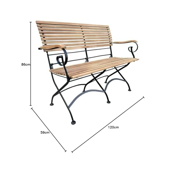 OUTLIV. Gartenbank Lindau 2-Sitzer Teak Stahl Dunkelgrau
