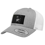 P PULLPATCH Tactical Snapback Trucker Hat by Pull Patch – Curved Bill Cap with 3x2 Inch Hook & Loop Panel for Morale Patches (Heather/White)