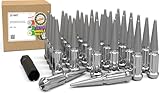 Wheel Accessories Parts 32 Pcs 9/16'-18 Thread Spike Spline 4.40' Long Lug Nuts Chrome Truck Spline Hex Fits Ram 2500 3500 ｜ Ford F250 F350 ｜ Chevrolet GMC C20 K20 K30 K35 C2500 C3500