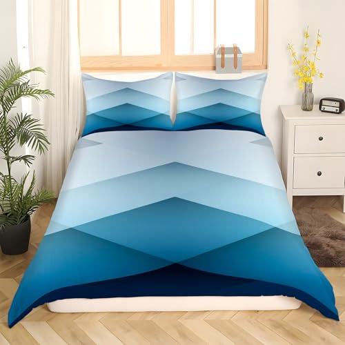 Housse de couette 220x240 avec fermeture éclair ensemble bleu géométrique