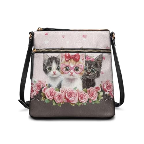 Image of Leather Women Crossbody Hobo Bag Satchel Purse Handbag with Adjustable Shoulder Strap and Zipper Pockets