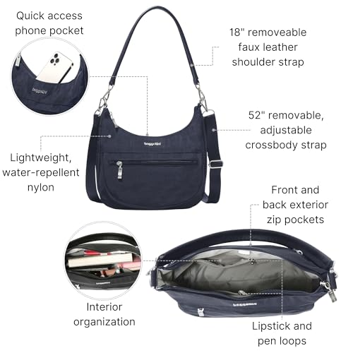 Image of Baggallini Modern Pocket Half Moon 11 inchx10.5 inch Shoulder Women W /Replaceable Straps Converts to Crossbody Bag