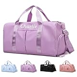Personalized Duffel Bag Embroidered Sports Bag Gym Travel for Girls Men Weekender Kids Overnight Camp Bag with Wet Dry Pockets & Shoe Compartment Gift for Bridesmaid Cheerleading Dance Pack for Girls