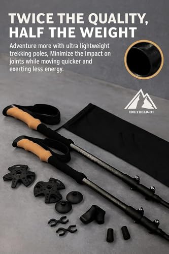 Image of Carbon Pro Trekking Poles - Ultra-Lightweight Hiking Sticks for Men & Women - Shock-Absorbing, Adjustable Telescopic Walking Poles - Includes Travel Bag, Tips & Accessories
