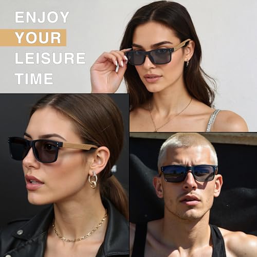 Imitation Wood Sunglasses with Dark Lens for Men and Women UVA/UVB Ray Protection3