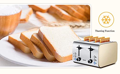 Profession Toaster, 4-Scheiben-Toaster, Edelstahl-Langschlitz-Brottoaster zum Frühstück (Auftauen/Aufwärmen/Abbrechen… – Bild 3