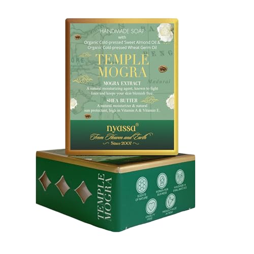 Image of Nyassa Luxurious Temple Mogra Handmade Natural Bathing Soap-150grm | Mograa Extract & Shea Butter| Mogra Fragrance| All Skin Type 150gm