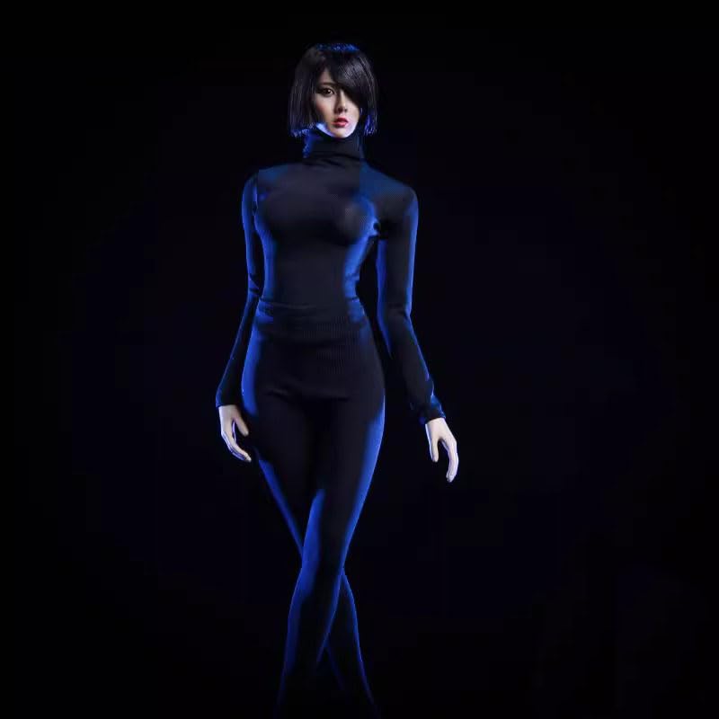 Vêtement miniature 1/6 tenue serrée pantalon noir et haut col haut AMITD