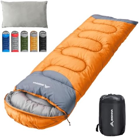 BISINNA Sac de Couchage avec Oreiller - Sac de Couchage Chaud Lég...