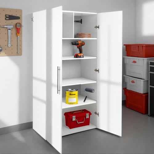 Image of Prepac HangUps Large Storage Cabinet - Immaculate White 36 inch Cabinet with Storage Shelves and Doors; Ideal for Bin and General Storage Solutions