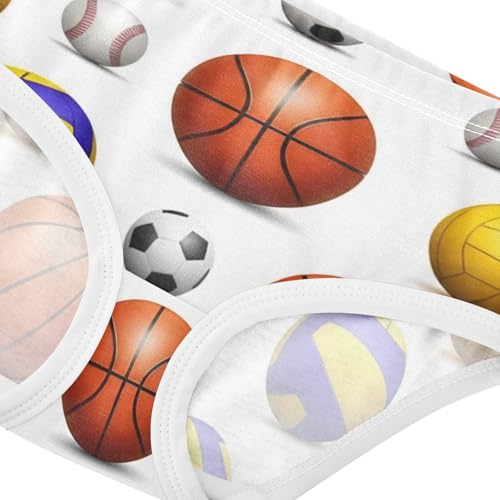 Toddler Girls Underwear 2t Cotton Girl Panties Cute Stylish Kids Briefs Undies Realistic Basketballs Soccer Baseball4