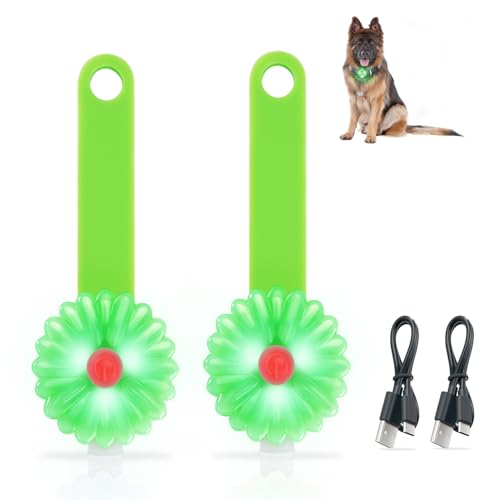 Dokkita Collier Lumineux Rechargeable pour Chien, 2pcs, Lumière Nuit Rechargeable 3 Modes LED, Pendentif Lumineux, Lampe de Sécurité Clignotant pour Chien...