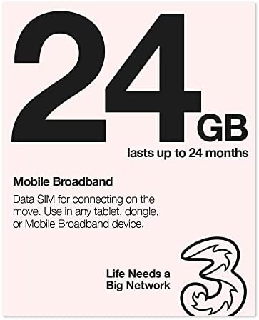 Three Mobile Pay As You Go Mobile Broadband 3 GB data SIM
