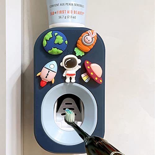 Automatic Toothpaste Dispenser Wall Mounted for Bathroom Toothpaste Squeezer for Kids & Family Shower by Mr. Thumbs (1pc Astronaut)