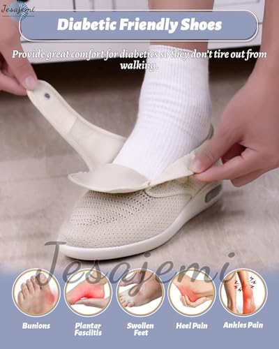 Diabetic Shoes for Women Stylish Arch Support Walking Slippers with 3 Pairs Insoles Replacement for Elderly Swollen Feet Widening Elderly Shoes2