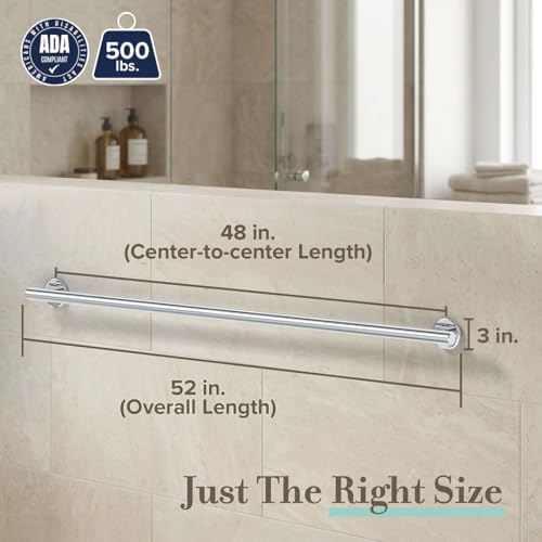 Image of Gatco 896 Latitude II Grab Bar, 48 Inch, Chrome /ADA Compliant Wall Mount Stainless Steel 48 inch Safety Grab Bar for Bathroom