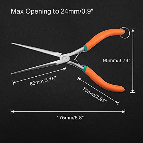 Leontool Long Reach Needle Nose Pliers 7" Thin Extra Long Needle Nose Pliers With Serrated Jaw Lanyard Double Leaf Spring Loaded For Jewelry Making Electrician Repair Tools In Tight Spaces #TOP5