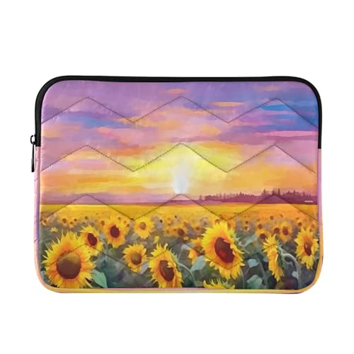 Funda para portátil con pintura de girasoles rurales para laptops 13-14 pulgadas miniatura 1