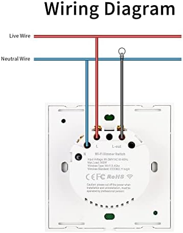 CNBINGO Smart Dimmer Switch for LED, Work with Alexa, Google Home, IFTTT Device, Smart Life APP, WiFi Touch Wall Light Switch with Glass Panel, Neutral Wire Required, 1-Gang, White