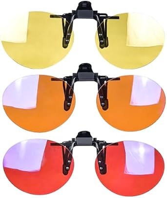 SHINU Rould Clip on Polarized Sunglasses Red Bluelight Yellow Driving Lenses Clip on Glasses RCP
